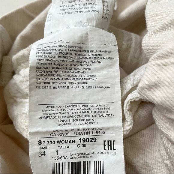 MANGO Regina Pleat Front High Rise Cotton Denim Short Cream - Picture 11 of 15